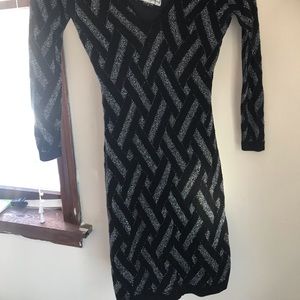 Sweater dress. Black and silver Guess Jeans.